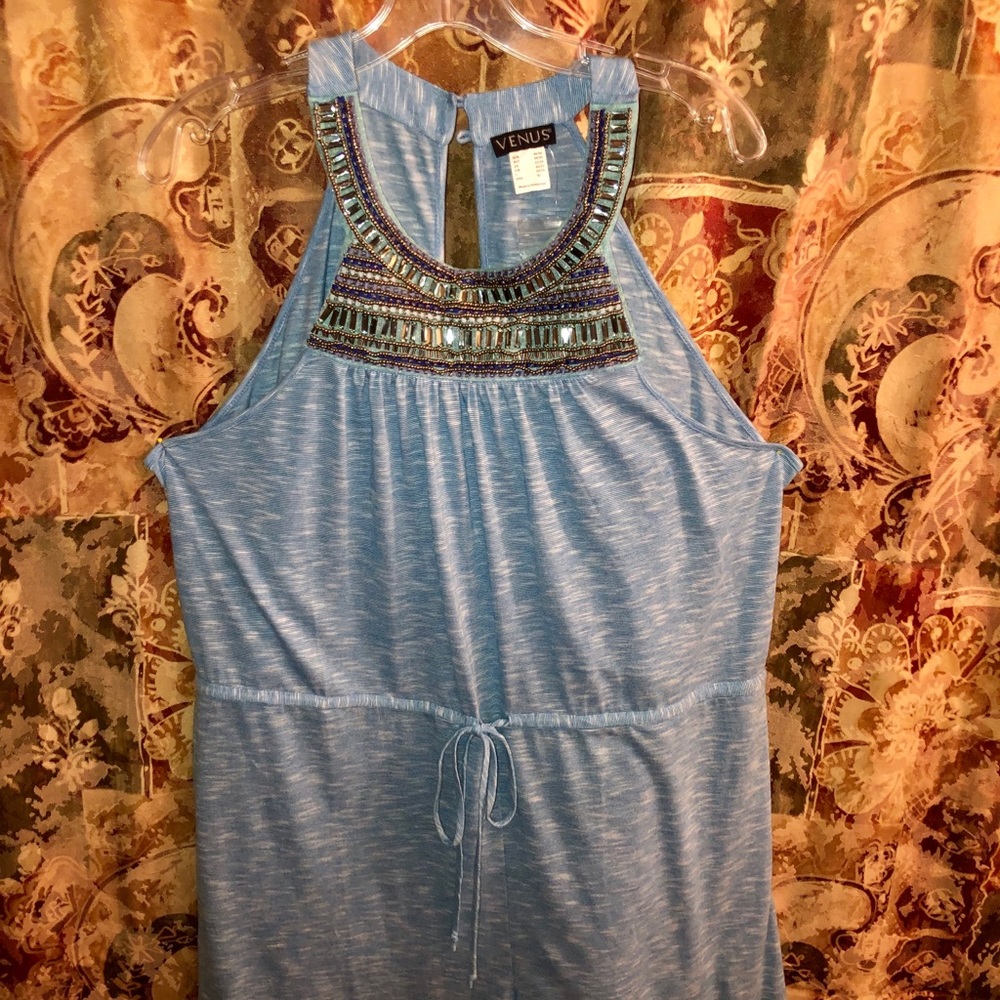 Venus blue jeweled romper